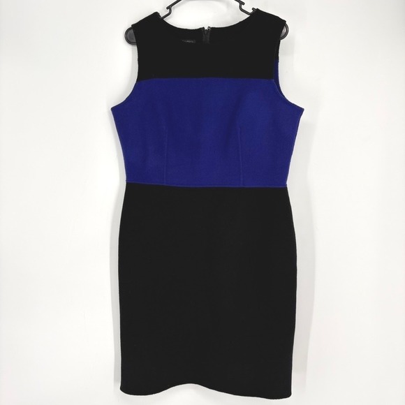 Talbots Dresses & Skirts - Talbots Sheath Dress 12 Black Purple Excellent‎ Wool Blend Colorblock Sleeveless
